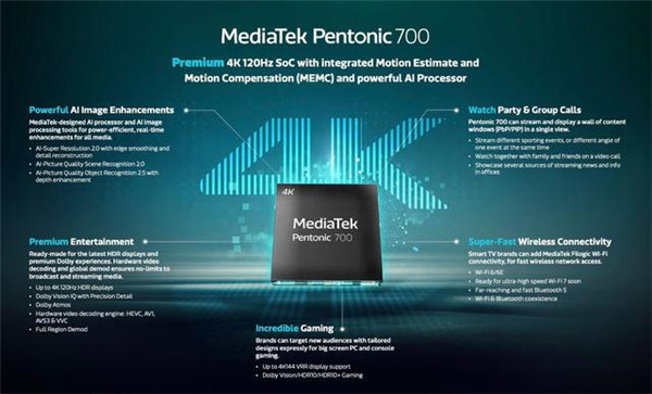 联发科为4K 120Hz智能电视推出Pentonic 700芯片